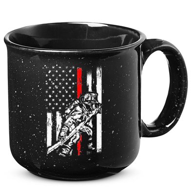 Firefighter American Flag for US Fireman 15oz Campfire Ceramic Mug