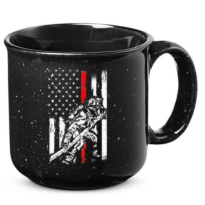 Firefighter American Flag for US Fireman 15oz Campfire Ceramic Mug
