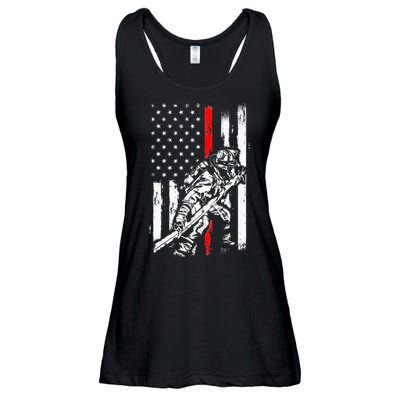 Firefighter American Flag for US Fireman Ladies Essential Flowy Tank