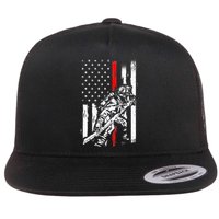 Firefighter American Flag for US Fireman Flat Bill Trucker Hat