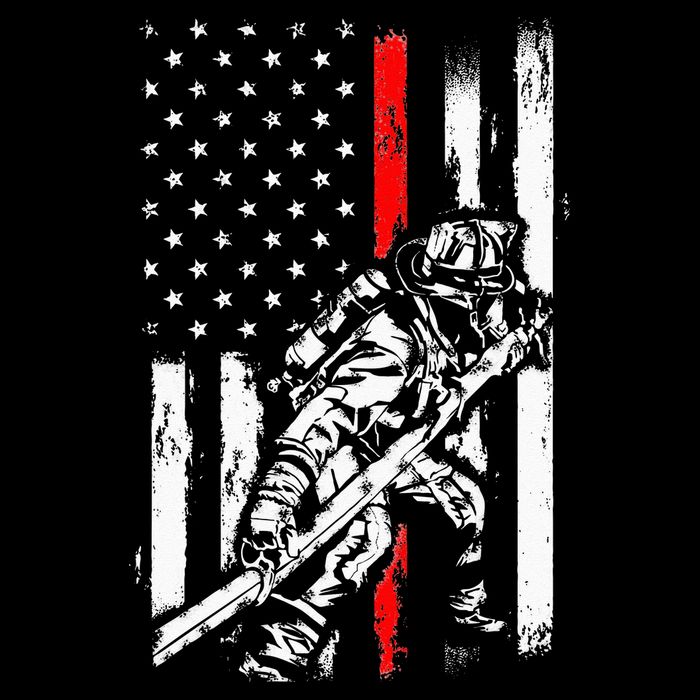 Firefighter American Flag for US Fireman Flat Bill Trucker Hat