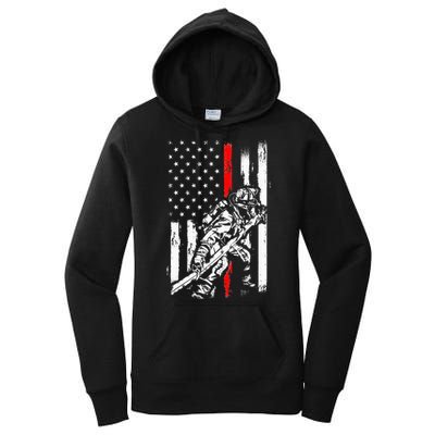 Firefighter American Flag for US Fireman Women's Pullover Hoodie