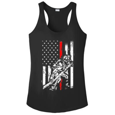 Firefighter American Flag for US Fireman Ladies PosiCharge Competitor Racerback Tank