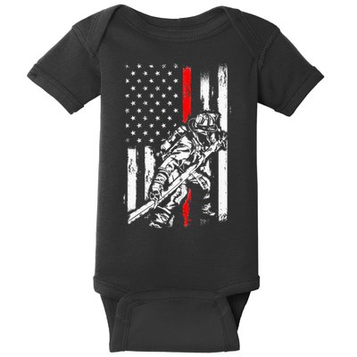 Firefighter American Flag for US Fireman Baby Bodysuit