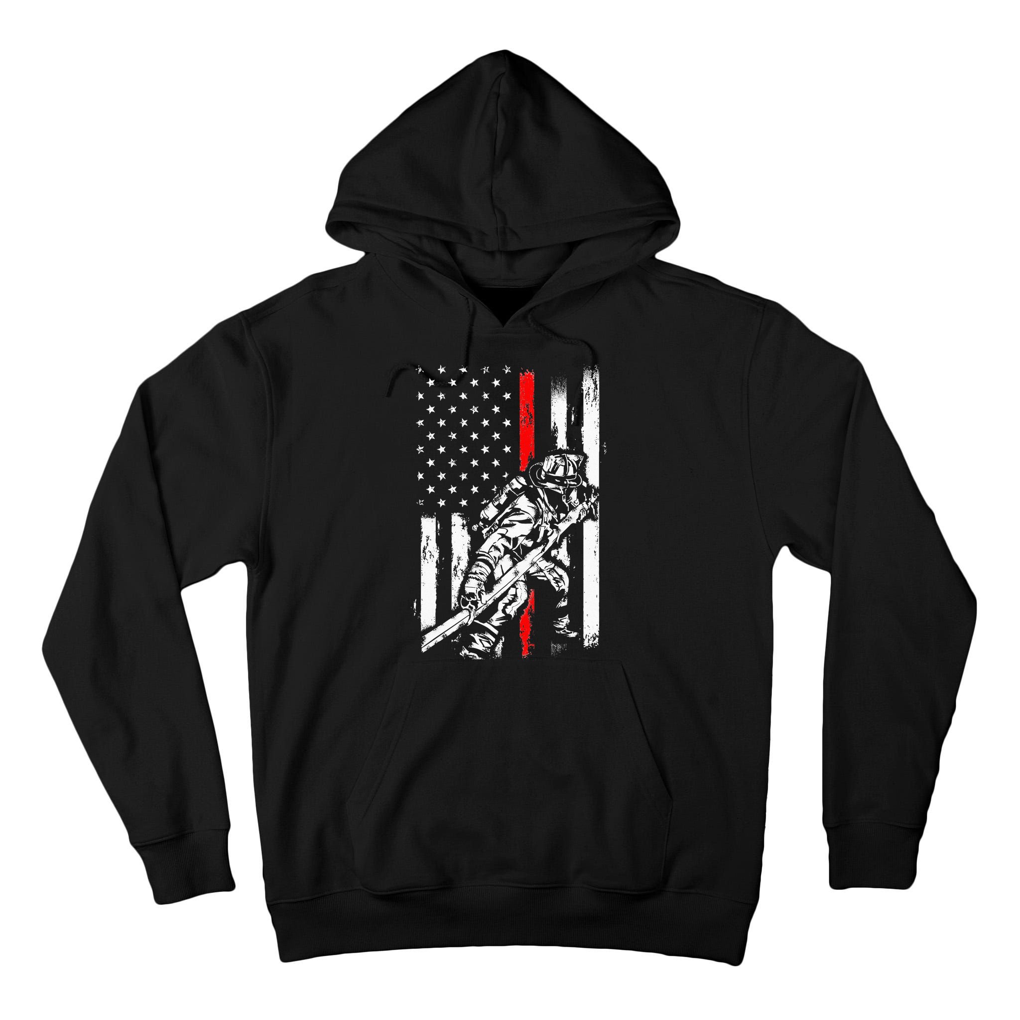 Firefighter American Flag for US Fireman Tall Hoodie