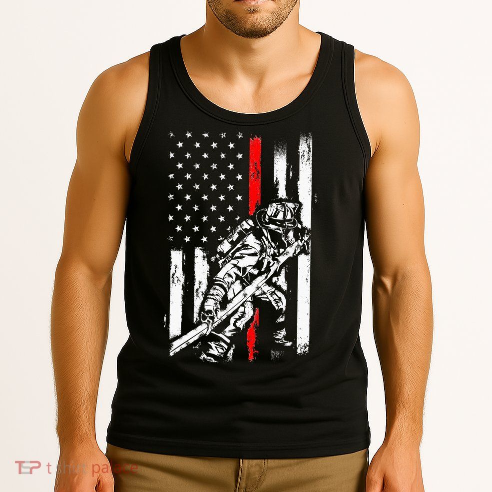 Firefighter American Flag for US Fireman Tank Top