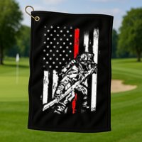Firefighter American Flag for US Fireman Golf Towel