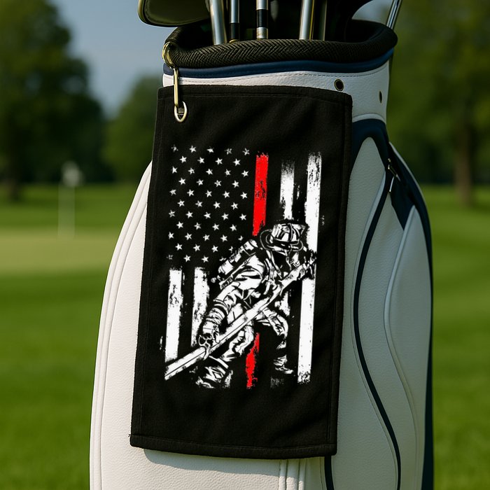 Firefighter American Flag for US Fireman Golf Towel