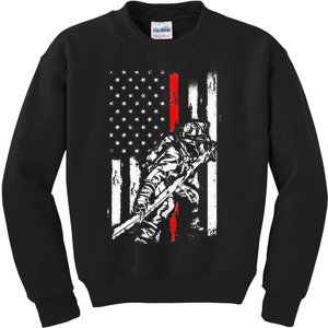 Firefighter American Flag for US Fireman Kids Sweatshirt