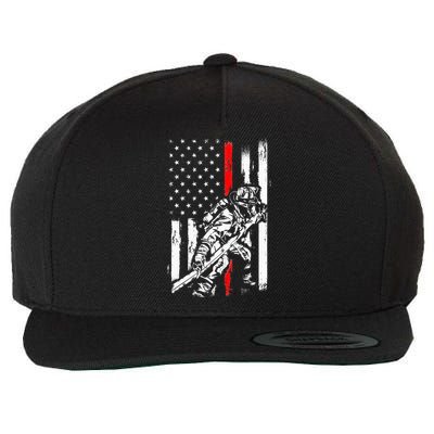 Firefighter American Flag for US Fireman Wool Snapback Cap