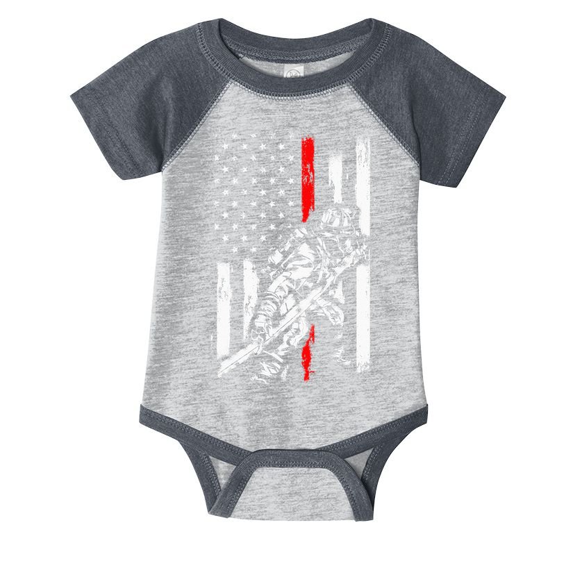 Firefighter American Flag for US Fireman Infant Baby Jersey Bodysuit