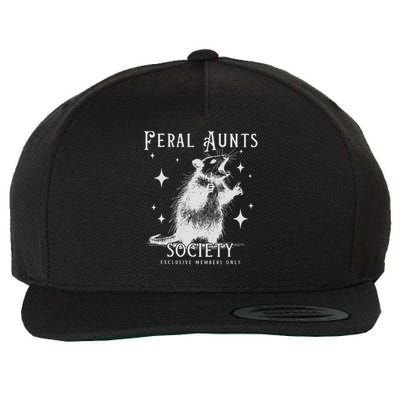 Funny Auntie Feral Aunts Build Character Raccoon Lover Wool Snapback Cap