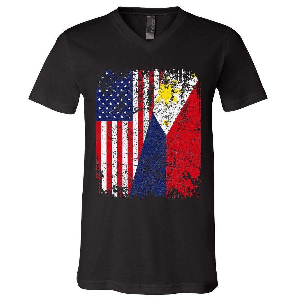 Filipino American Flag Usa Philippines Flag V-Neck T-Shirt