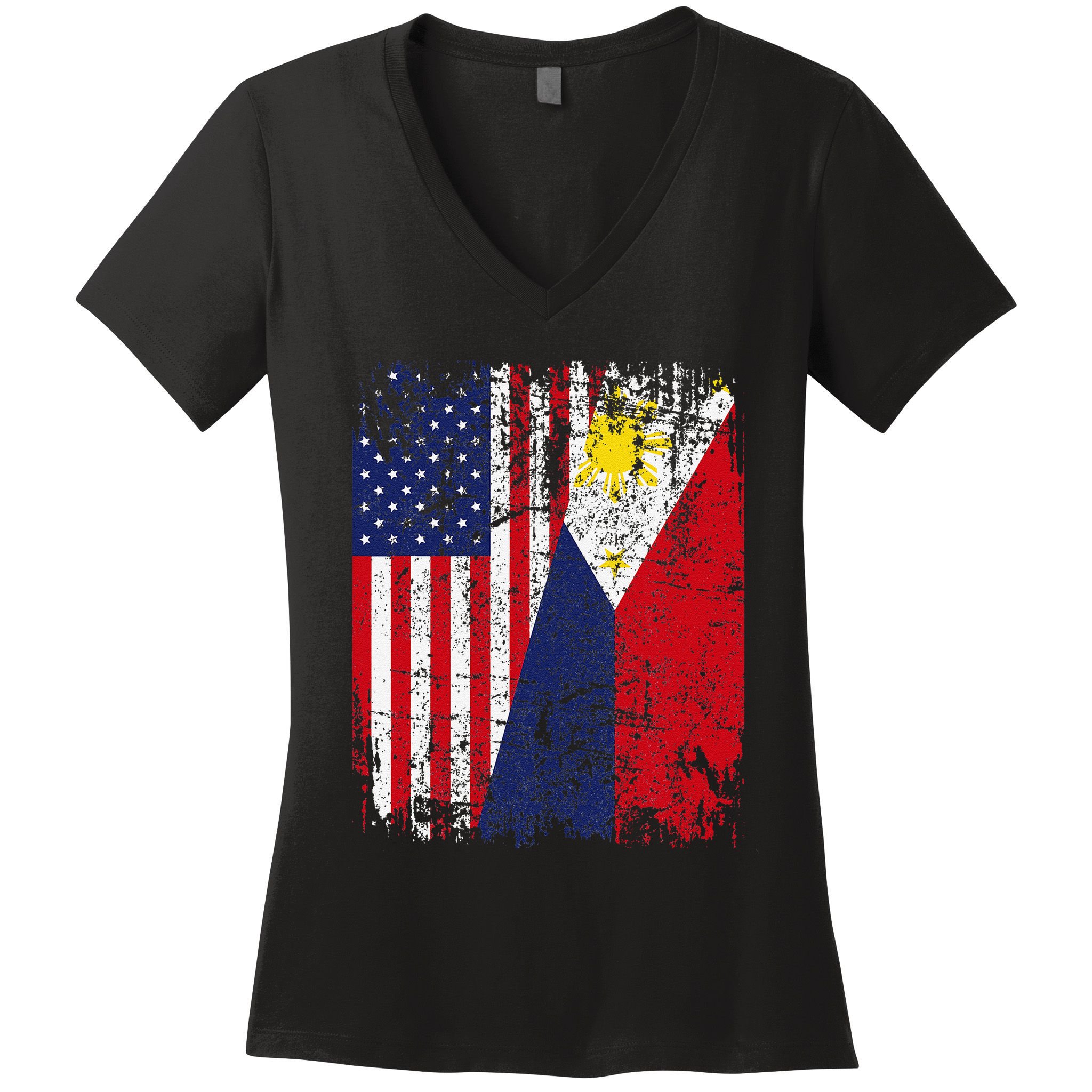 Filipino American Flag Usa Philippines Flag Women's V-Neck T-Shirt
