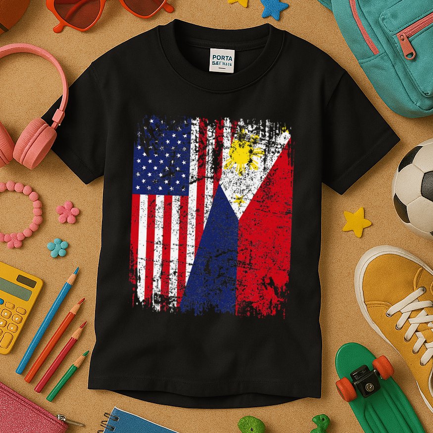 Filipino American Flag Usa Philippines Flag Kids T-Shirt