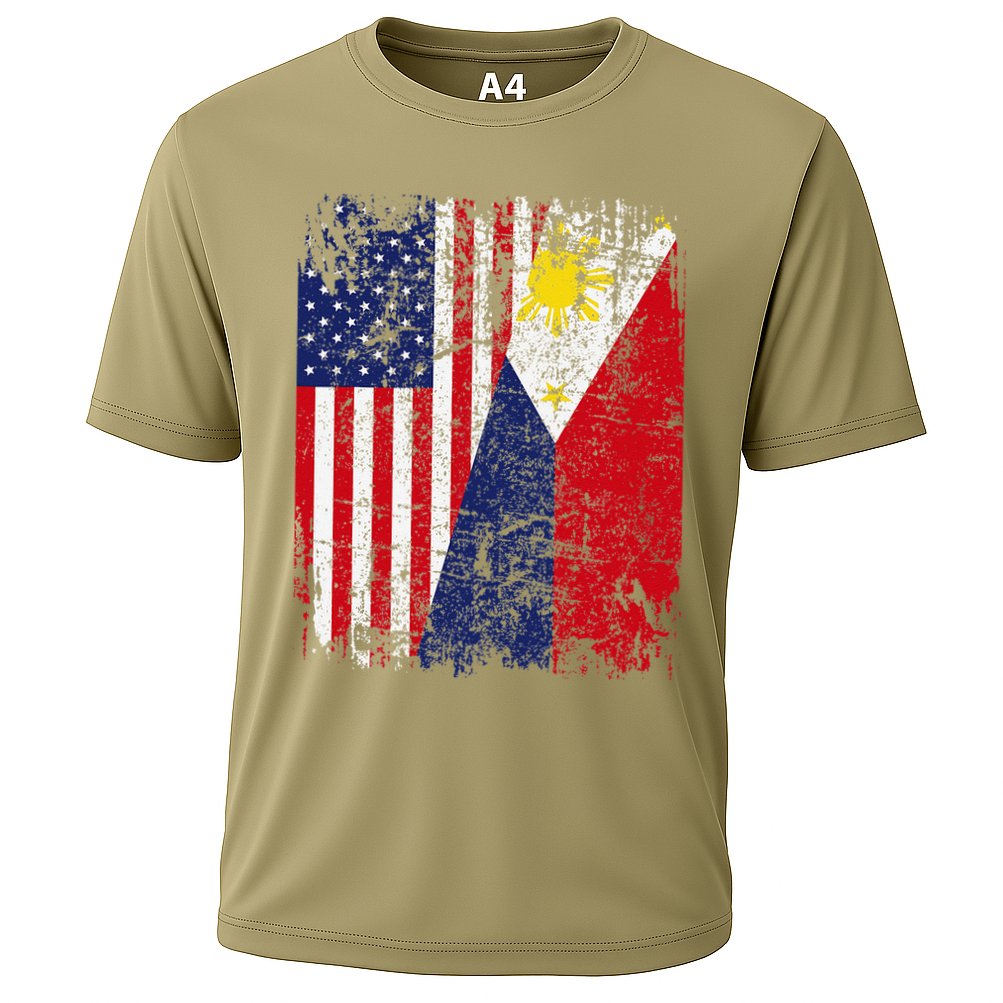 Filipino American Flag Usa Philippines Flag Cooling Performance Crew T-Shirt
