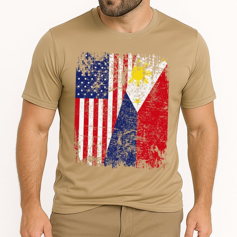 Filipino American Flag Usa Philippines Flag Cooling Performance Crew T-Shirt