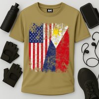 Filipino American Flag Usa Philippines Flag Cooling Performance Crew T-Shirt