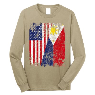 Filipino American Flag Usa Philippines Flag Long Sleeve Shirt
