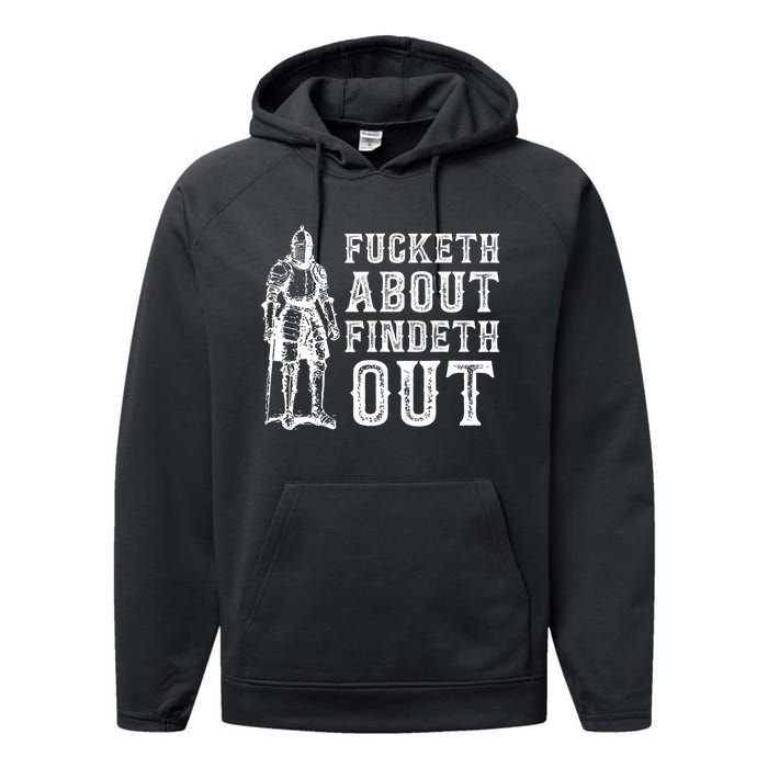 Fucketh About Findeth Out Funny Sarcasm Quote Performance Fleece Hoodie