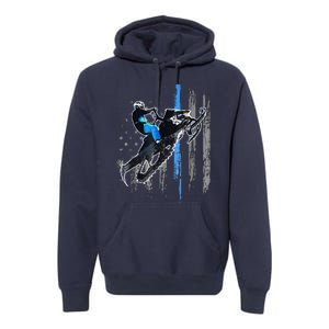 Funny American Flag Snowmobile Snowmobile Riding Gift Premium Hoodie