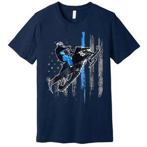 Funny American Flag Snowmobile Snowmobile Riding Gift Premium T-Shirt