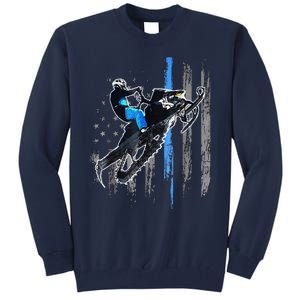 Funny American Flag Snowmobile Snowmobile Riding Gift Tall Sweatshirt