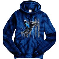 Funny American Flag Snowmobile Snowmobile Riding Gift Tie Dye Hoodie