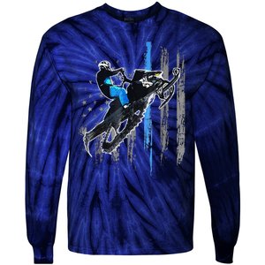 Funny American Flag Snowmobile Snowmobile Riding Gift Tie-Dye Long Sleeve Shirt