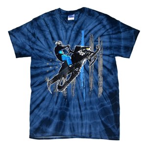 Funny American Flag Snowmobile Snowmobile Riding Gift Tie-Dye T-Shirt