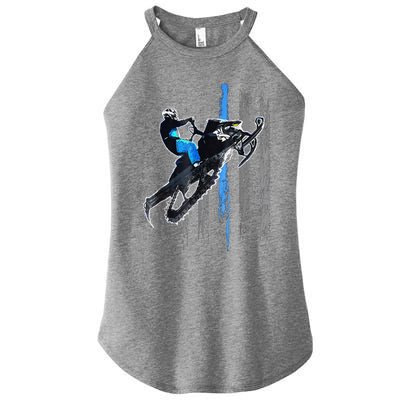 Funny American Flag Snowmobile Snowmobile Riding Gift Women’s Perfect Tri Rocker Tank