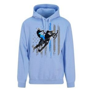 Funny American Flag Snowmobile Snowmobile Riding Gift Unisex Surf Hoodie