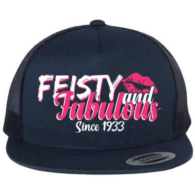 Feisty And Fabulous Since 1933 90th Birthday Flat Bill Trucker Hat