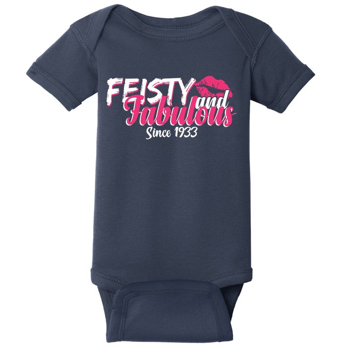 Feisty And Fabulous Since 1933 90th Birthday Baby Bodysuit