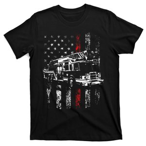 Fireman American Flag Thin Red Line Firefighter T-Shirt