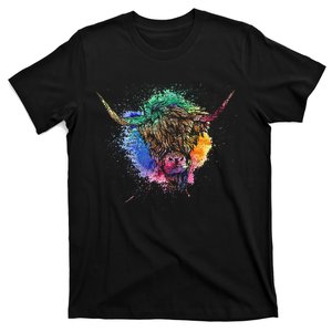 Farm Animal Farmer Scottish Cattle Colorful Highland Cow T-Shirt