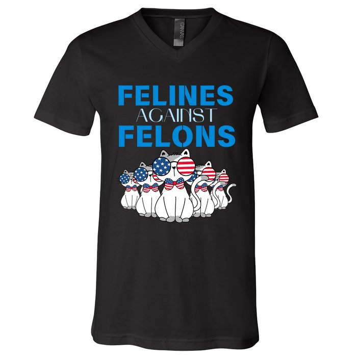 Felines Against Felons Donald Trump 2024 Cat V-Neck T-Shirt