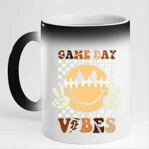 Face American Football Game Day Vibes Sport 11oz Black Color Changing Mug