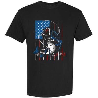 Fishing Art For American Flag USA Fishing Lover Garment-Dyed Heavyweight T-Shirt