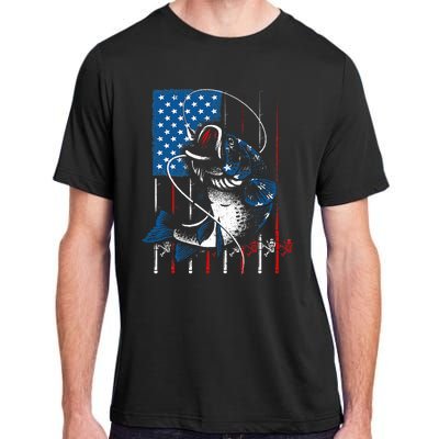 Fishing Art For American Flag USA Fishing Lover Adult ChromaSoft Performance T-Shirt