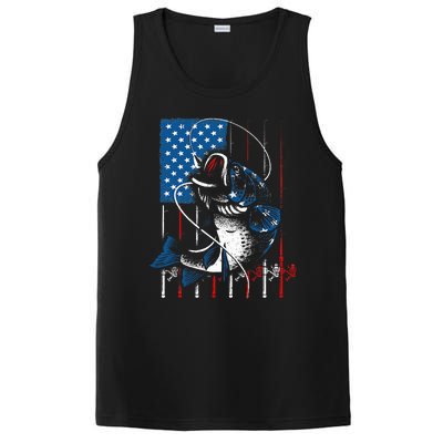 Fishing Art For American Flag USA Fishing Lover PosiCharge Competitor Tank