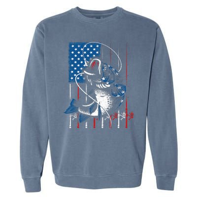 Fishing Art For American Flag USA Fishing Lover Garment-Dyed Sweatshirt