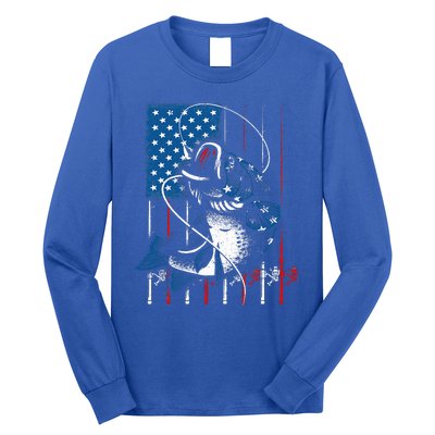 Fishing Art For American Flag USA Fishing Lover Long Sleeve Shirt