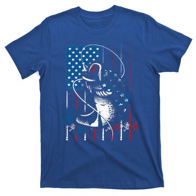 Fishing Art For American Flag USA Fishing Lover T-Shirt