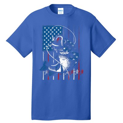 Fishing Art For American Flag USA Fishing Lover Tall T-Shirt