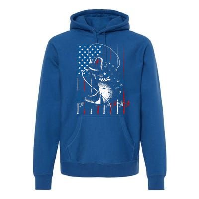 Fishing Art For American Flag USA Fishing Lover Premium Hoodie