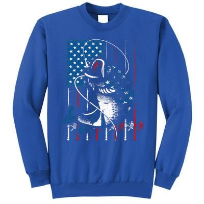 Fishing Art For American Flag USA Fishing Lover Tall Sweatshirt