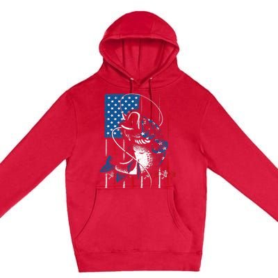 Fishing Art For American Flag USA Fishing Lover Premium Pullover Hoodie