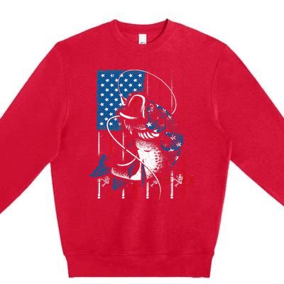 Fishing Art For American Flag USA Fishing Lover Premium Crewneck Sweatshirt