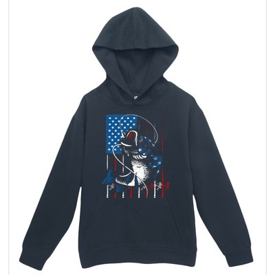 Fishing Art For American Flag USA Fishing Lover Urban Pullover Hoodie